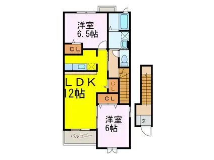 ハーモニー(2LDK/2階)の間取り写真