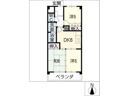 セントラルハイツ中平(3DK/4階)の間取り写真