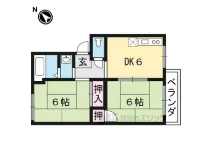プリシエール桂(2DK/1階)の間取り写真
