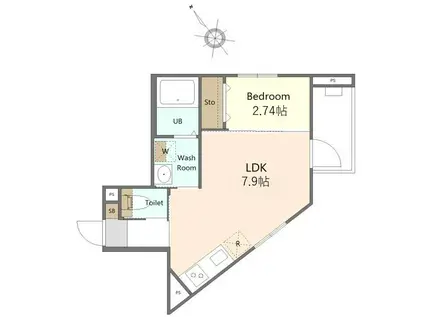 ケースクエア(1LDK/2階)の間取り写真