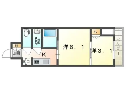 ウエリスアーバン守口(2K/4階)の間取り写真