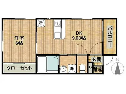 エスポワール25(1LDK/2階)の間取り写真