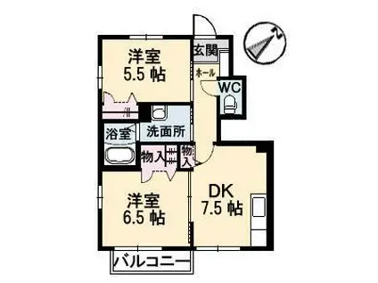 FORE CASTLE II(2DK/1階)の間取り写真