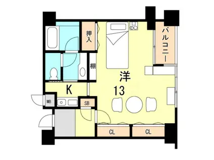 ルーア芦屋(ワンルーム/2階)の間取り写真