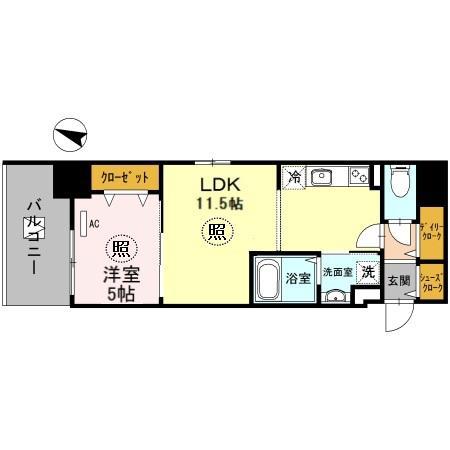 神戸HARBORSIDE 萬利RESIDENCE(1LDK/9階)の間取り写真