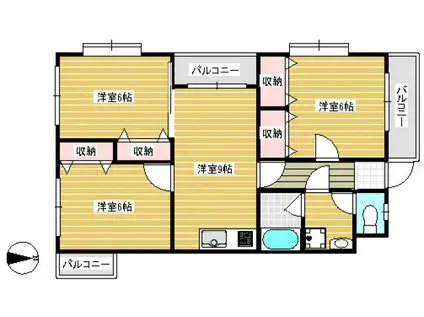 日吉レジデンス(3DK/2階)の間取り写真