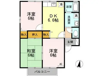 セジュールアルファ(3DK/2階)の間取り写真