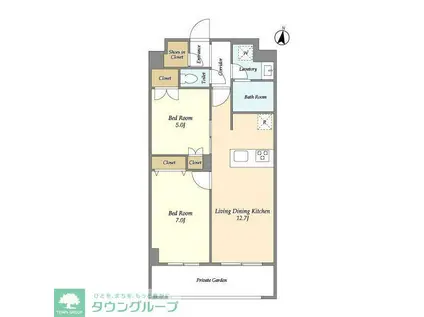 メゾンドオンディーヌ(2LDK/1階)の間取り写真