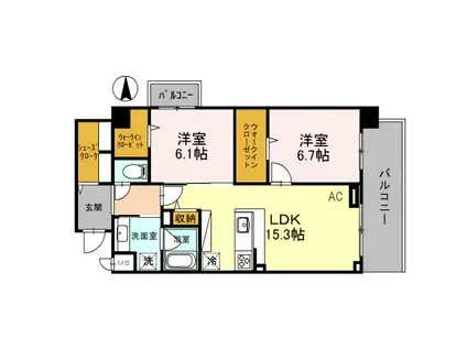 クレッシェンドV(2LDK/3階)の間取り写真