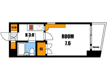 アオバビルI(1K/3階)の間取り写真