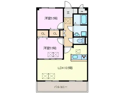 ルネスアニバーサリー(2LDK/1階)の間取り写真