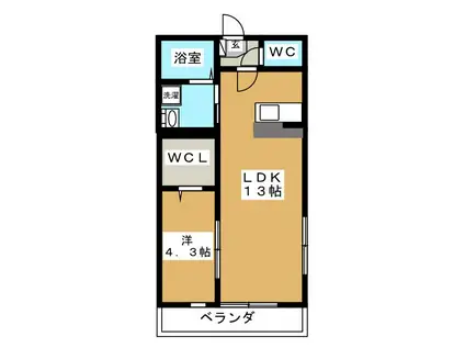 カーサ・エスペランサ(1LDK/2階)の間取り写真