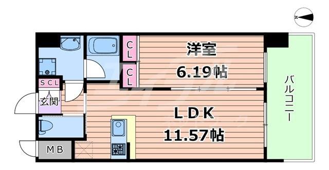 プレジオ城東(1LDK/2階)の間取り写真