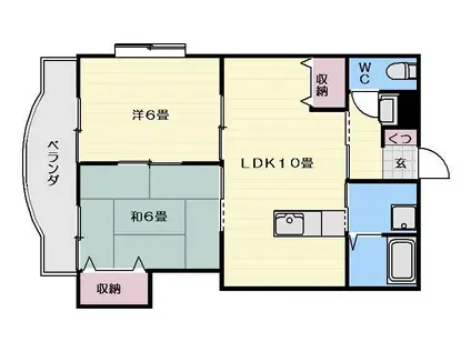 MIMOSA(2LDK/3階)の間取り写真