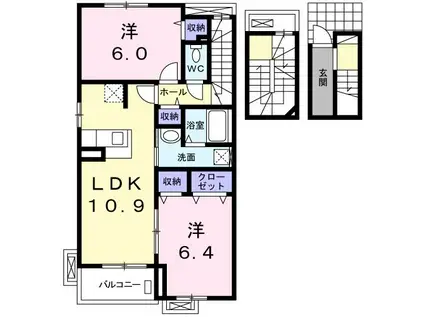 グランデ・III(2LDK/3階)の間取り写真
