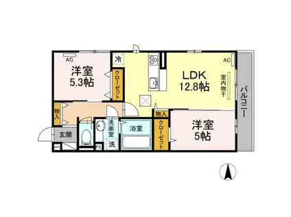 LE LINE OSEDO(2LDK/3階)の間取り写真