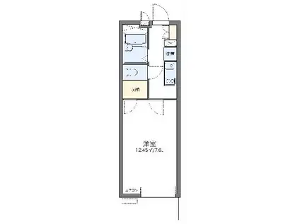 レオパレスカルモII(1K/2階)の間取り写真