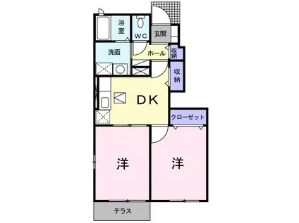 サニーホーム(2DK/1階)の間取り写真