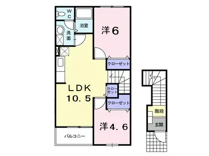 プラム ブルック(2LDK/2階)の間取り写真