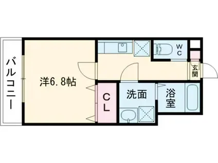 ＪＲ八高線 東福生駅 徒歩1分 3階建 築1年(1K/2階)の間取り写真