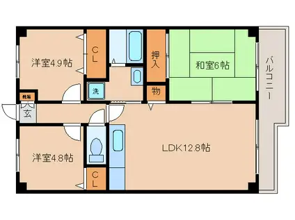 プランドール兵庫駅南通(3LDK/6階)の間取り写真