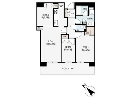 ザ・パークハウス中之島タワー(3LDK/33階)の間取り写真