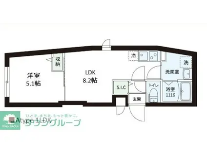 プロスタイルウェルス墨田(1LDK/3階)の間取り写真