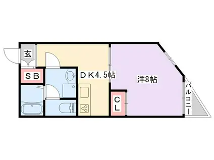 トヨシモンズ(1DK/2階)の間取り写真