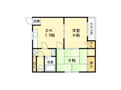 アレックスマンション(2DK/2階)の間取り写真