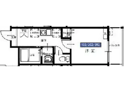 MELDIA新河岸(1K/3階)の間取り写真