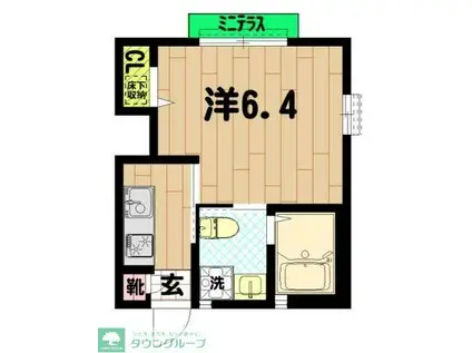 PRESTIGE中島(1K/1階)の間取り写真