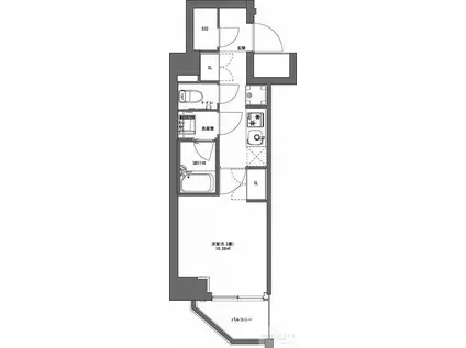 ハーモニーレジデンス両国ウォーターフロント(1K/4階)の間取り写真