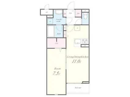 ヴァン・ヴェール鷹の台(1LDK/3階)の間取り写真