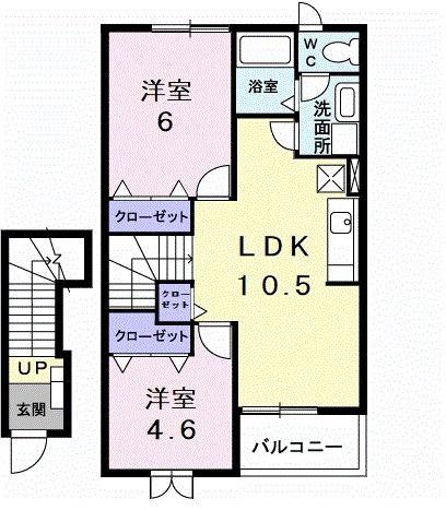 セントラルガーデン(2LDK/2階)の間取り写真