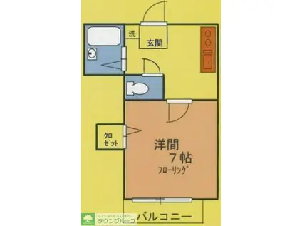 プラスII(1K/2階)の間取り写真