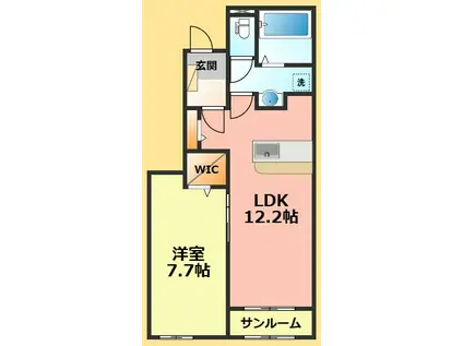 エア ウイング コートI(1LDK/1階)の間取り写真