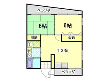 ウエストコート雄飛(2LDK/2階)の間取り写真