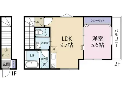 カーサ・マラビーリャ・湘南(1LDK/2階)の間取り写真