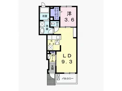 ソレアード・ニシキ II(1LDK/1階)の間取り写真