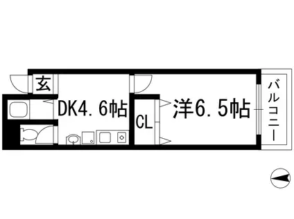 カーサ芙蓉(1DK/2階)の間取り写真