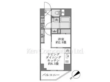 ルネサンス赤坂プレミアコート(1LDK/3階)の間取り写真