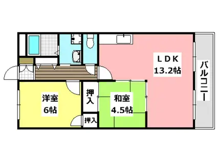 バーンフリート総持寺(2LDK/3階)の間取り写真