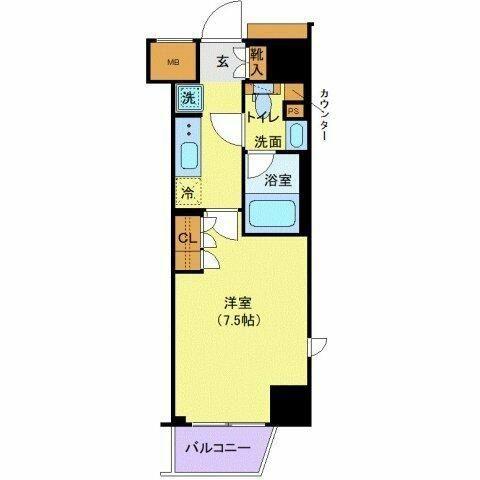 ジェノヴィア新宿早稲田グリーンヴェール(1K/4階)の間取り写真