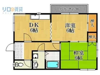 尾崎ハイツ(2DK/2階)の間取り写真