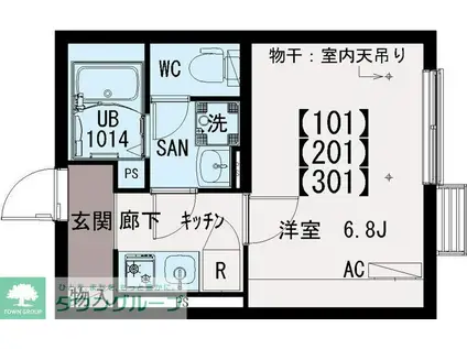 イクシオ江戸川II(1K/3階)の間取り写真