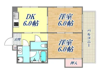 レガリア園田(2DK/2階)の間取り写真