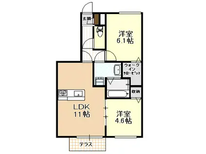 リミテッド B棟(2LDK/1階)の間取り写真