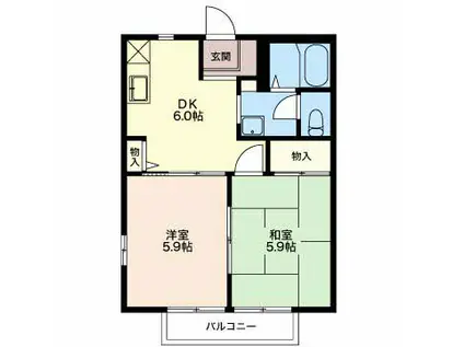 ディアコート蔵子(2DK/2階)の間取り写真