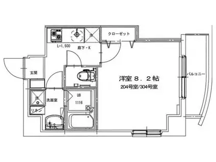 ABERI(1K/2階)の間取り写真
