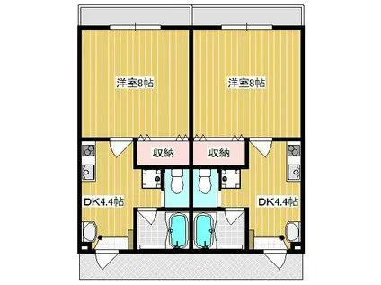 パレットハウス(1DK/2階)の間取り写真